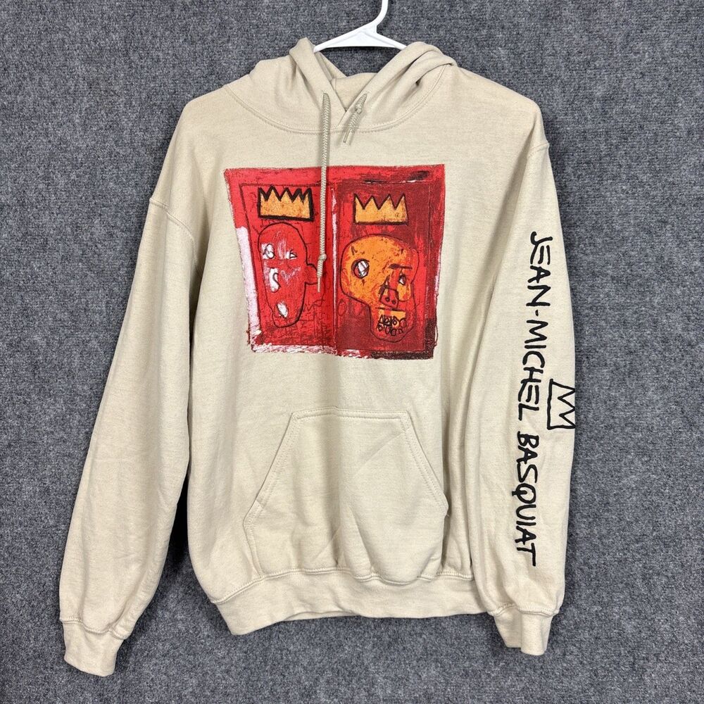 Jean-Michel Basquiat Red Kings Hoodie  Beige  Size S Streetwear Grunge